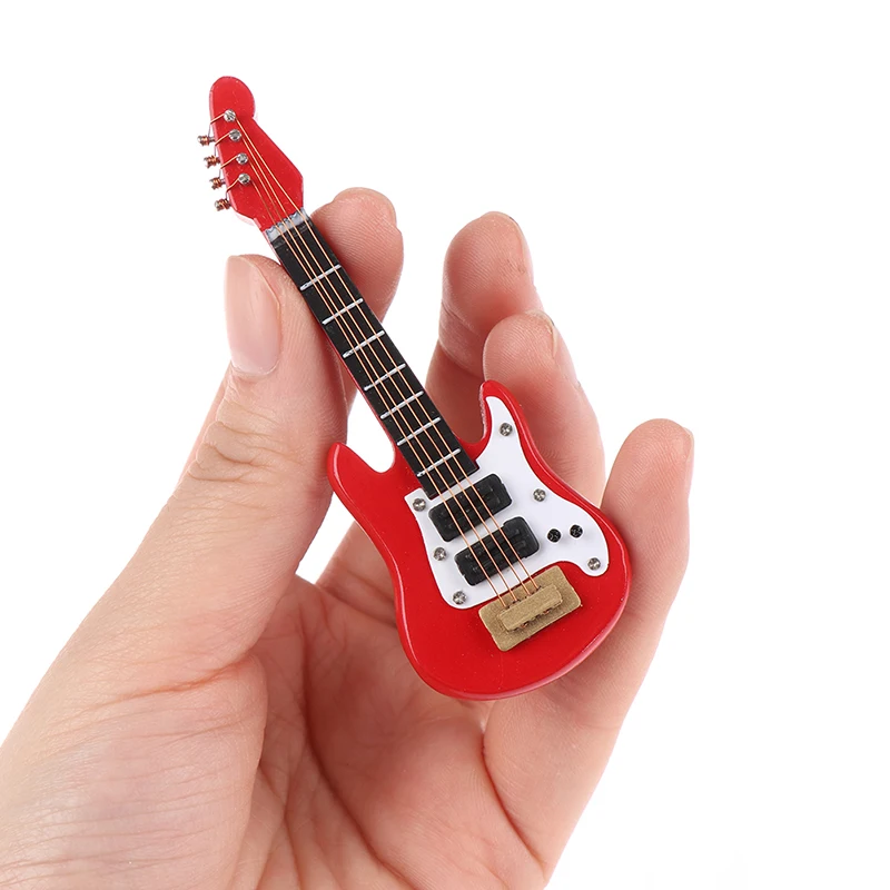 1:12 Miniatiūriniai Lėlių Muzikos instrumentų Elektrinė Gitara Vaikams Mokytis Švietimo Muzikinis Žaislas Namų Dekoro