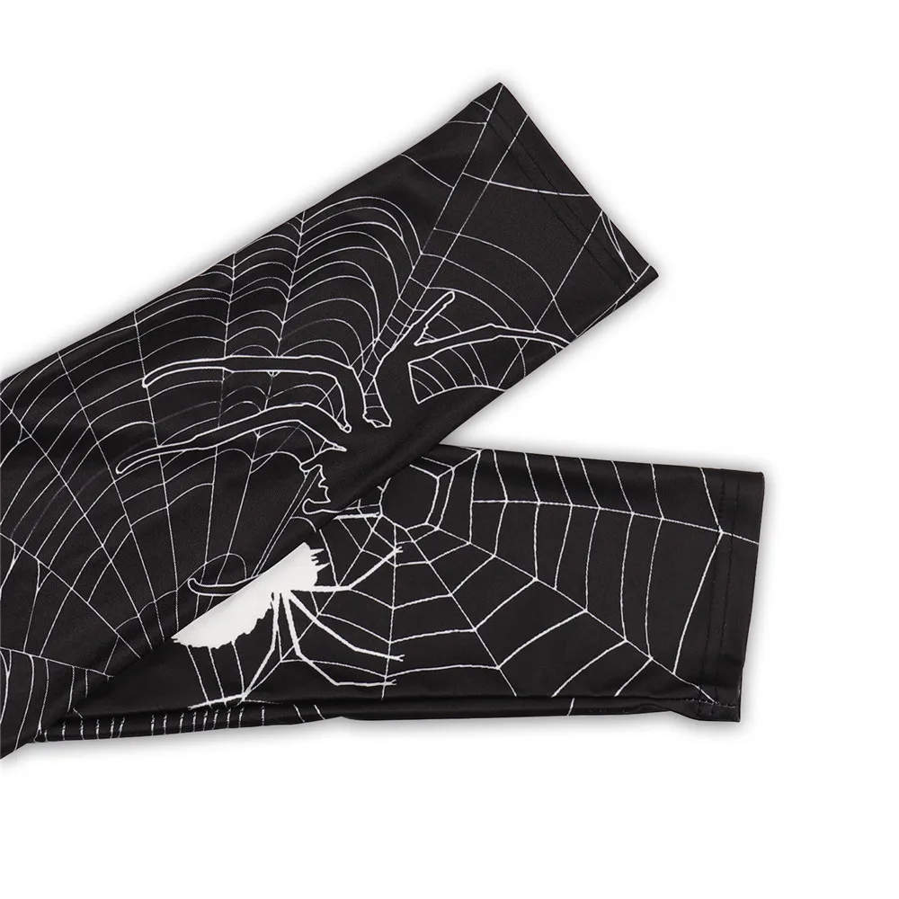 FCCEXIO Helovinas Moterų Antblauzdžiai Minkšta Elastinga Treniruotės Push Up Pants voratinklyje Spausdinti Fitneso Antblauzdžiai 3D Kelnės Punk Kelnės