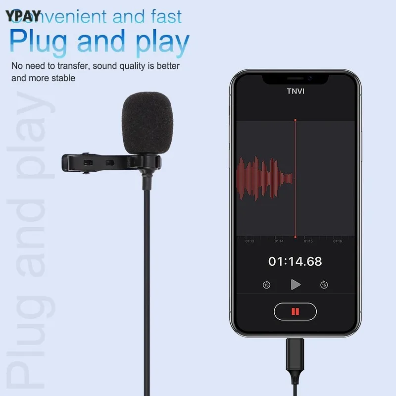 Mini Mikrofonas skirtas iPhone Žaibo C Tipo 3.5 mm Microfone 
