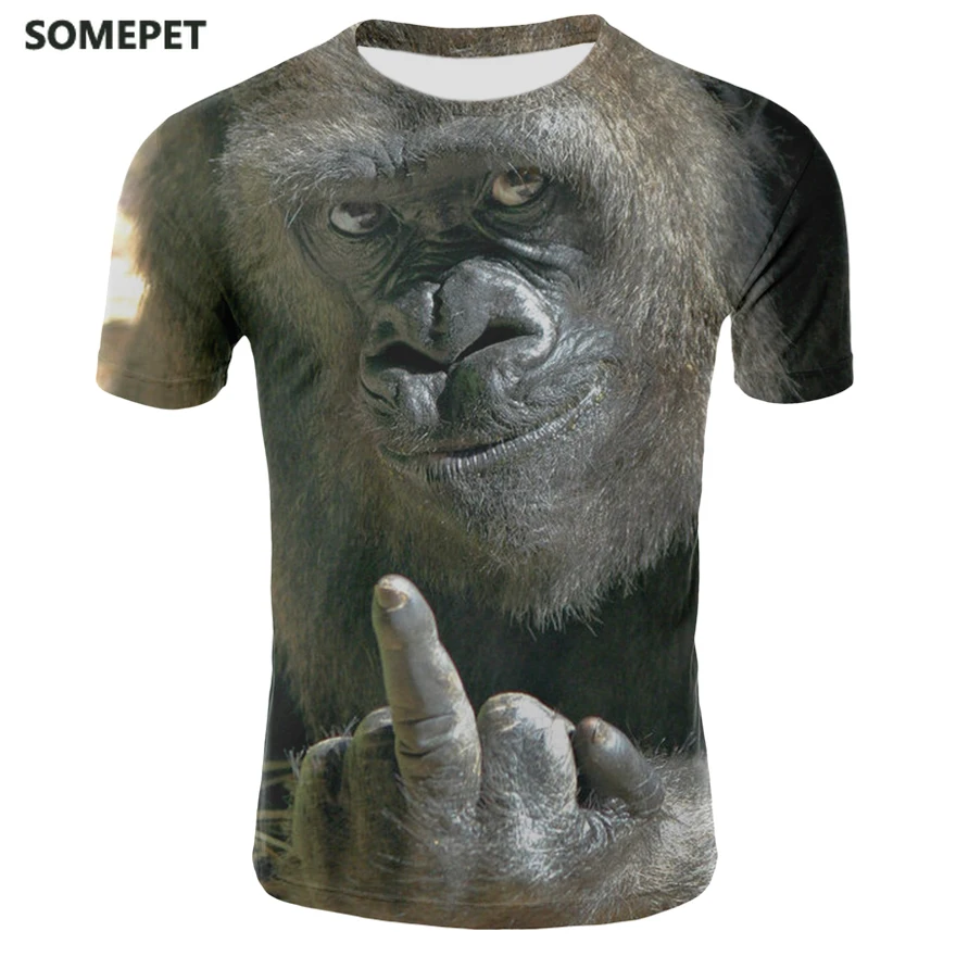 Vyrai Gyvūnų marškinėliai Pieno Šilko Orangutan 3D Spausdinimo Marškinėlius Vyrų Juokinga Trumpas Rankovės O-kaklo Tees Viršūnes Beždžionė 3D Spausdinimo Vasaros Drabužių
