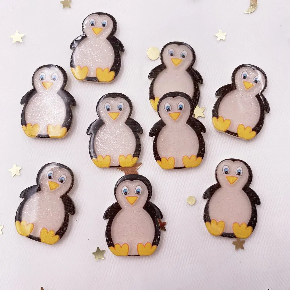 20PCS Blizgučiai Kawaii Spalvingas Mielas Kūdikis Pingvinas Flatback Akrilo Lakštai Miniatiūriniai Modelis Aplikacijos 