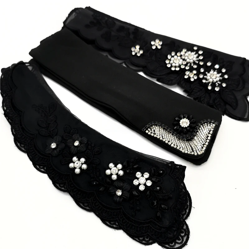 1pcs Mada Marškinių Siuvimo Nėrinių Elegantiškas Megztinis False Apykaklės Vestuvių Suknelė Aksesuarai # White & Black