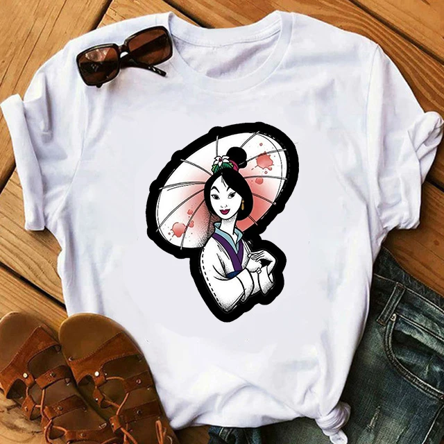 Moterų marškinėliai Mados Mulan spausdinti marškinėliai Mergina Drabužius Summer Tee Marškinėliai Moterims Plius Dydis Vasaros Marškinėliai Animacinių filmų