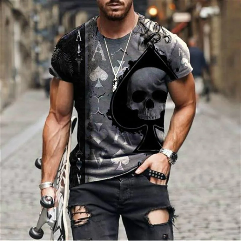 20213D varios estilos de camiseta estampada de moda para hombre, camiseta de manga corta estampada de verano en la calle