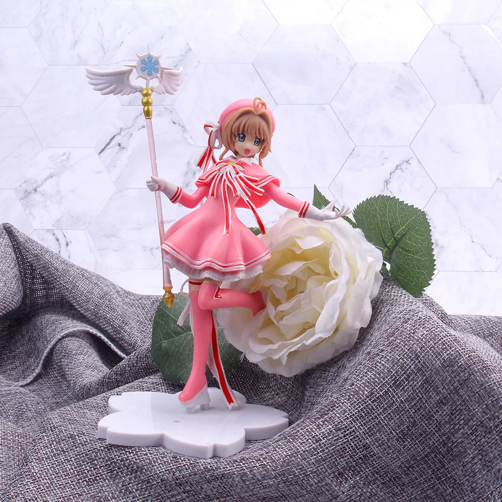 Anime Puikus Rožinis Kortelės Gūstītājs SAKURA PVC Anime Pav Merginos PVC Modelis Žaislai, Magic Wand Mergaičių Automobilių Pyragas Papuošalai Dovana