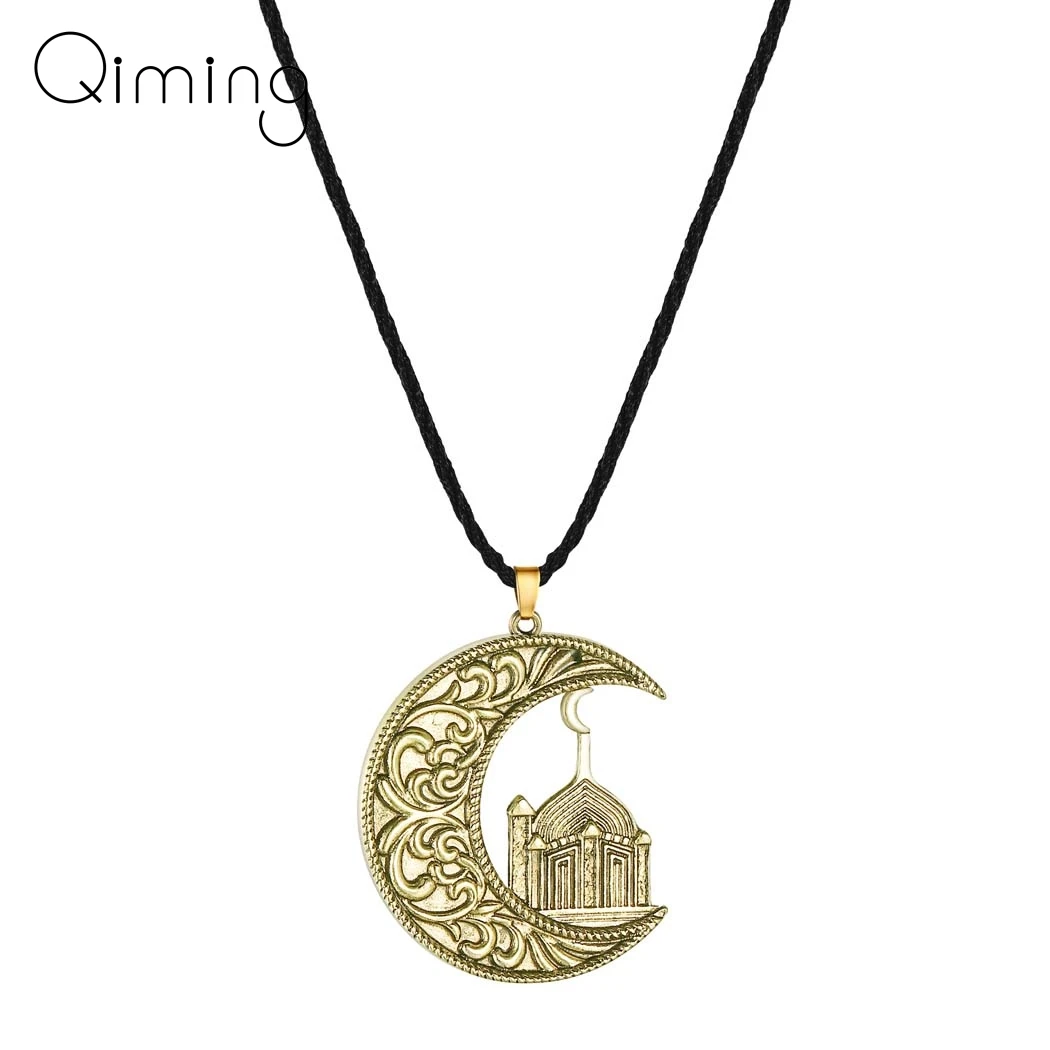 Crescent Moon Ir Mečetė, Islamo Pakabukas Karoliai Moterims, Vyrams Turkijos Religinių Juvelyrikos Musulmonų Karoliai Dovana