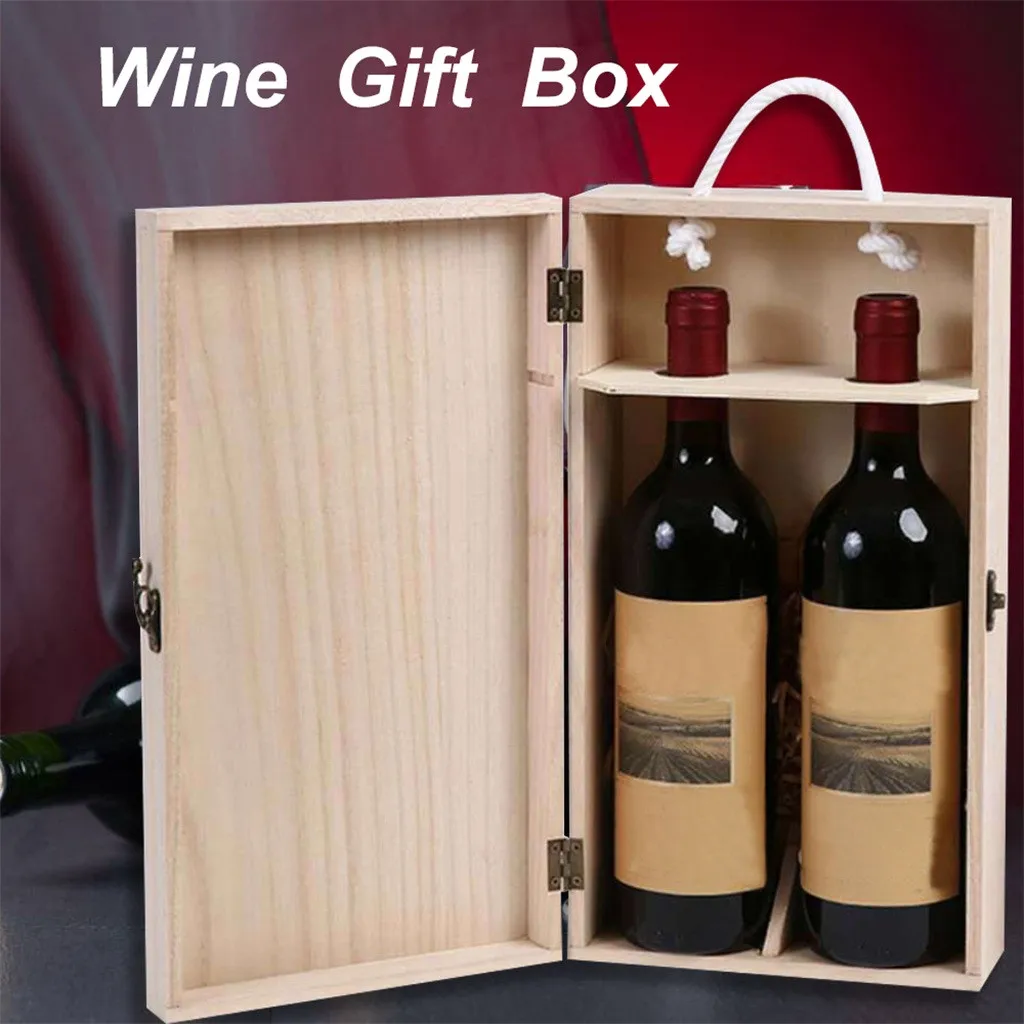 #20 Medinės Vyno Dėžutė Dviguba Butelis Dirželis Dėžės Korpuso Dovana, Namų Dekoro, Virtuvės įrankių priedai Patogumas