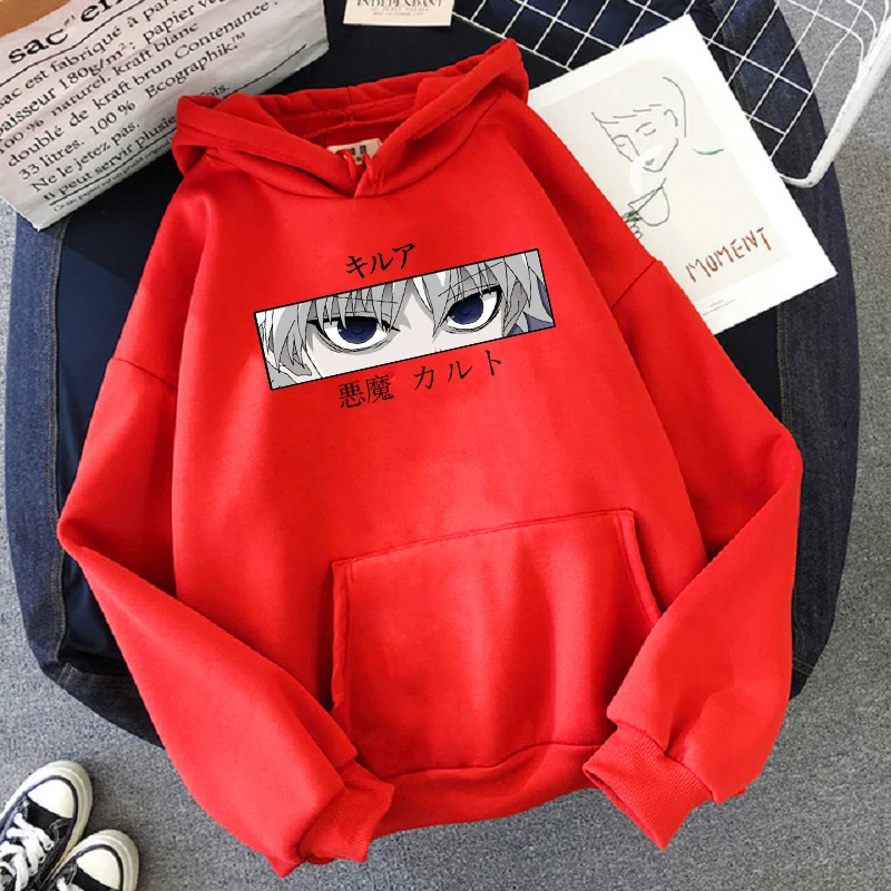 Moterų Hoodies Moterų Puloveriai Hoodies Palaidinės Velnio Akis Spausdinti Anime Bliuzono Streetwear Viršūnės