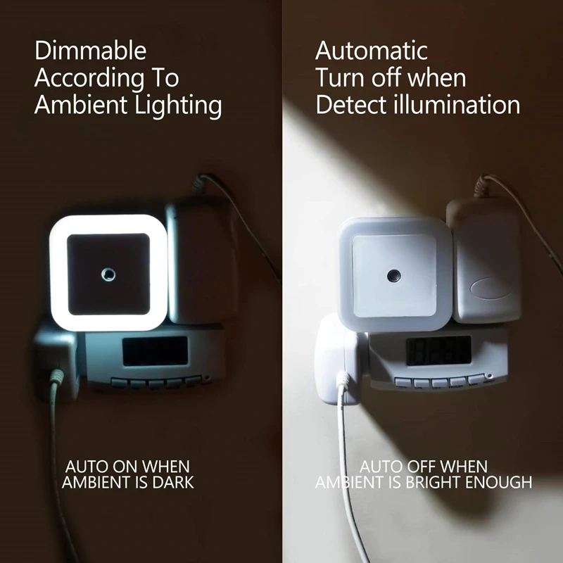 Belaidžio LED Nakties Šviesos Jutiklis Mini 60mm Aikštės Apšvietimo ES MUMS Plug Vaikams, Vaikų, Miegamojo Kambarį Naktiniai Koridoriaus Lempa