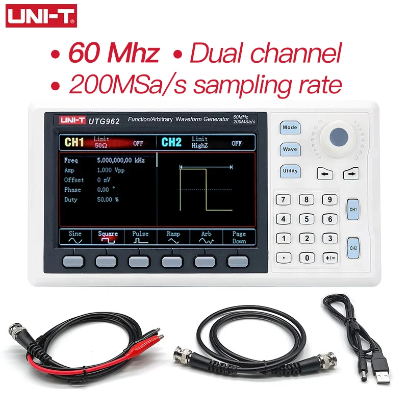 VIENETO UTG962 Funkcija Savavališkai Signalo Generatoriaus Signalo Šaltinis Dual Channel 200MS/s 14bits Dažnio Matuoklis 30Mhz 60Mhz