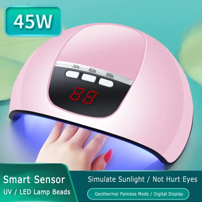 Smart Indukcijos 45W Manikiūro Šviesos Terapijos Aparatas USB Kištukas, LED, UV Lempos, Nagų lako Gelio Džiovintuvas Nagų Dailės Mašina Įranga TSLM1