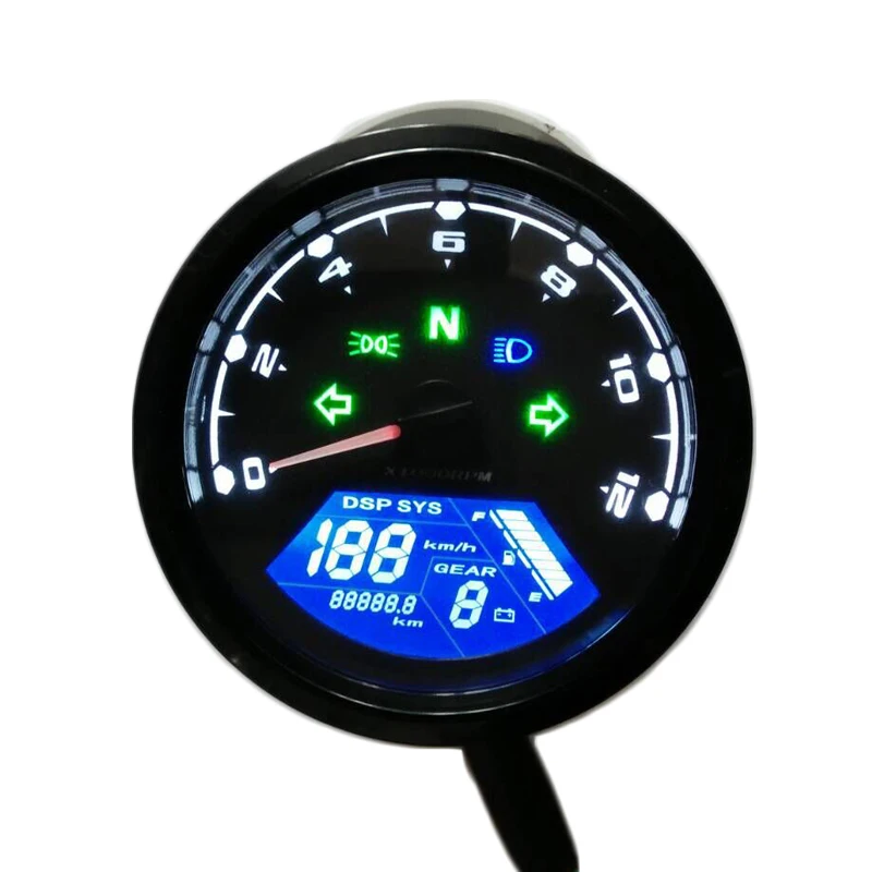 Universalus Skaitmeninis Motociklo Dual Greitis LCD Ekranas Spidometras Odometras Techometer Indikatorius