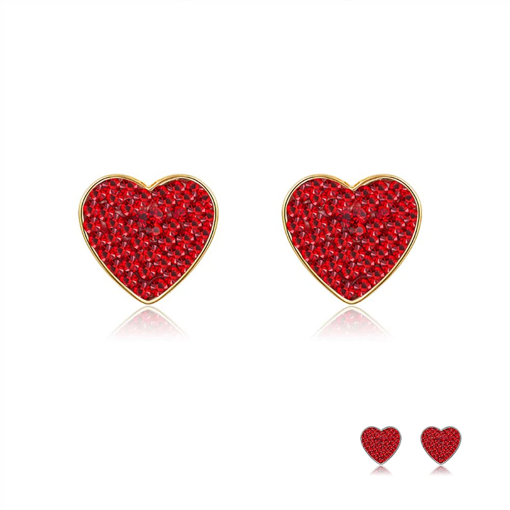S925 Sterlingas Sidabro Auskarai širdelės formos Auskarai Red Crystal Vestuvių Auskarai Romantiška Dovana moteriški Auskarai Moterims, Papuošalai