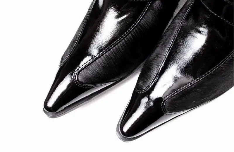 Vyrų batai aukštos kokybės natūralios odos pažymėjo tne arklių plaukų vyriškos aprangos batai mados sagtis motociklo užtrauktukas aukštakulnių batų