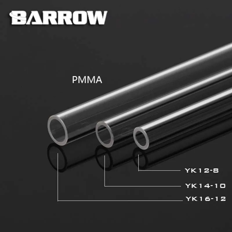 Barrow vandens aušintuvas PC, PMMA 500mm skaidrus akrilo sunku vamzdžiai,8*12mm/10*kaip 14mm/12*16mm YK12/YK14/YK16 vamzdis, RGB, PC