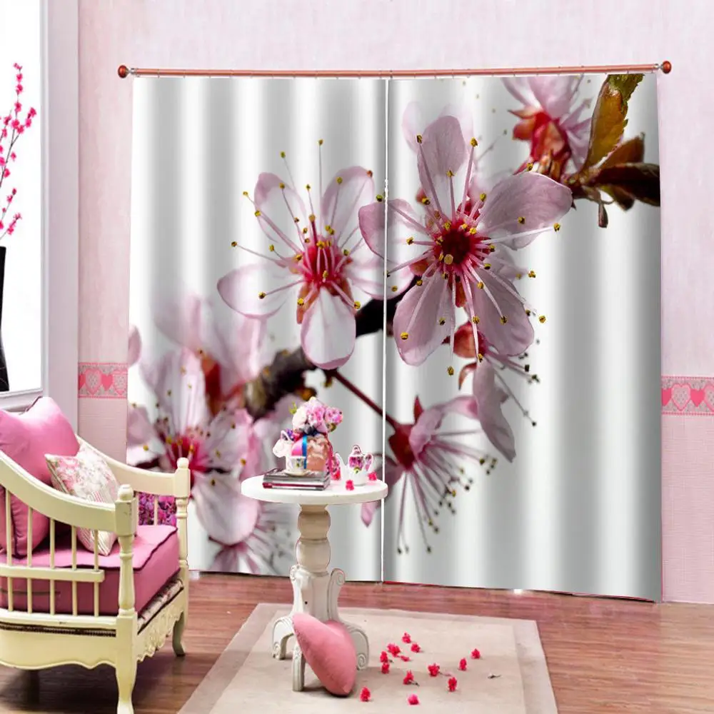 Prabanga Blackout 3D Užuolaidos Gyvenimo Kambario, Miegamasis rausvos spalvos, persikų, gėlių užuolaidos užuolaidos mergaitės