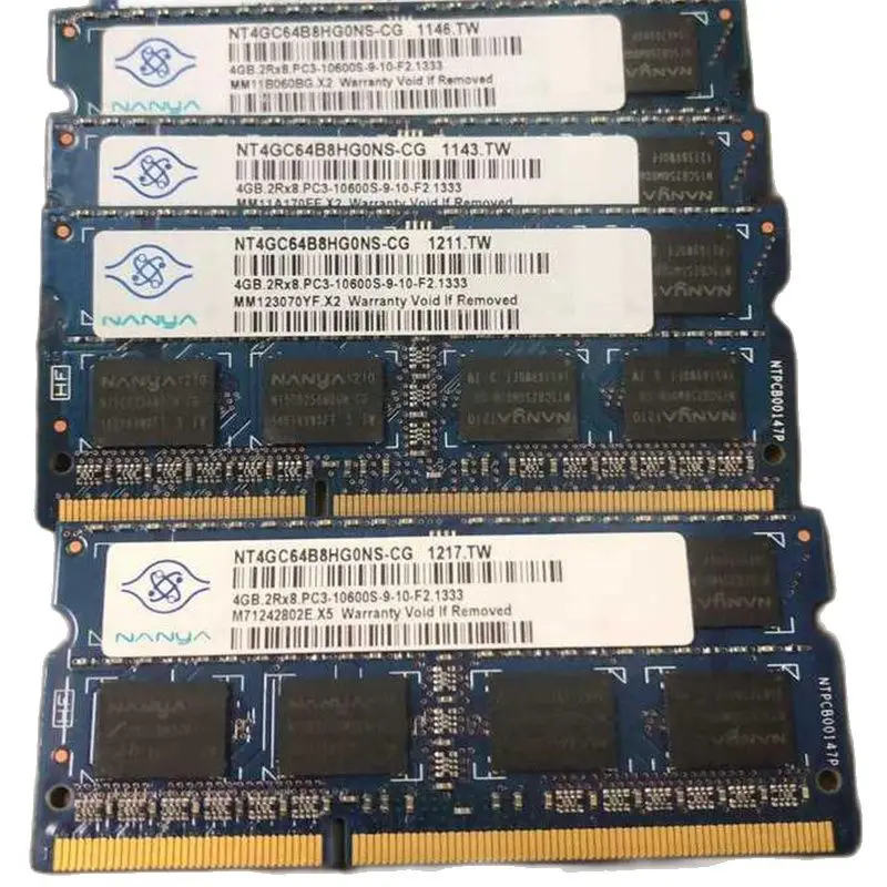 Laptopo ram Nanya DDR3 4GB 2RX8 1333MHz PC3-10600S 9-10-F2 204pin Nešiojamas memoria ddr3 4GB 1333MHz kompiuterio atmintis 1,5 v