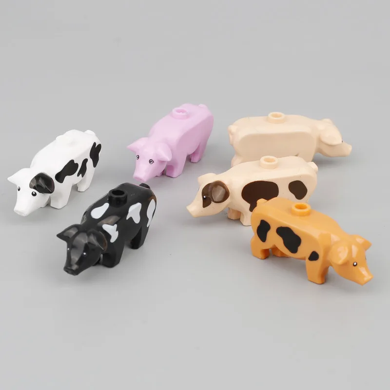 Naujas 6pcs/maišas Kiaulių Gyvūnų Ūkyje Nustatyti SS Blokai Modelis Plytų Modelio Švietimo Žaislai Vaikams