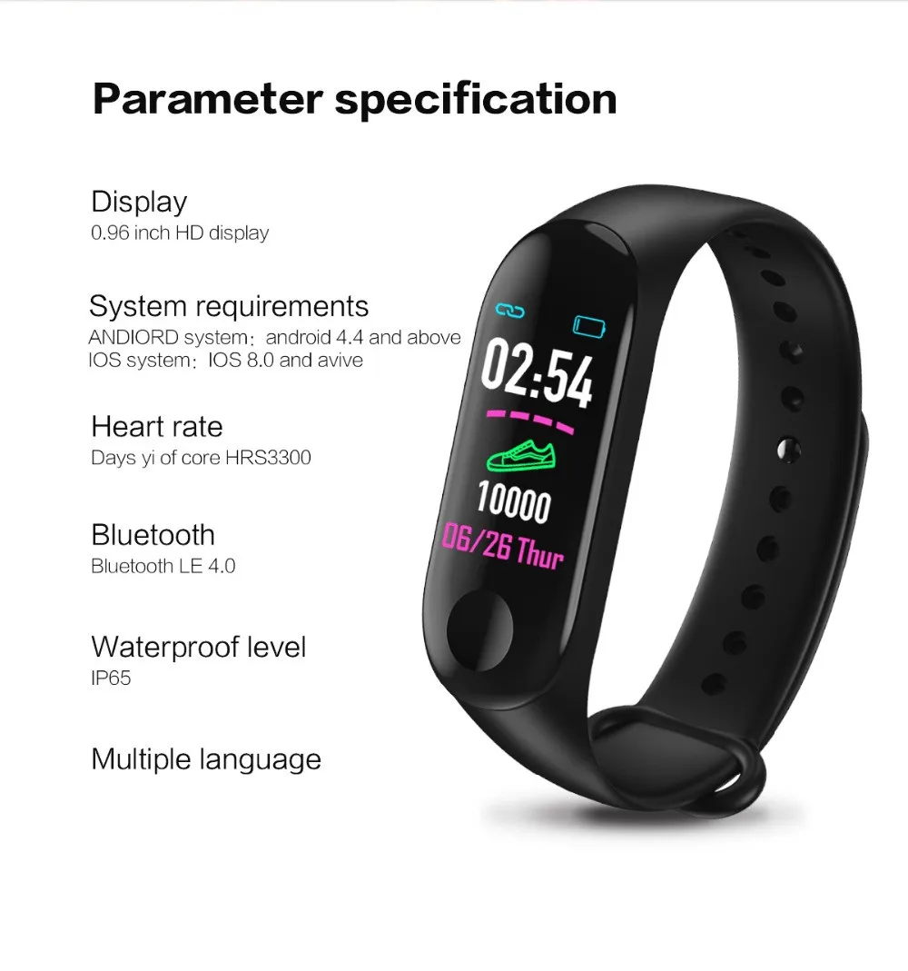 M3 Smart Apyrankė vyrams su keičiamais dirželiai smart apyrankę su širdies ritmo monitorius fitness tracker Smart Žiūrėti