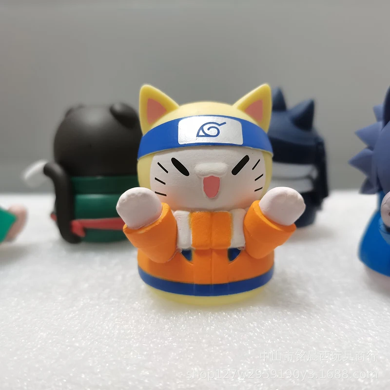 8Pcs Anime Naruto Duomenys Modelis Žaislai Kawaii Animaciją Kačių Versija Uchiha Sasuke Oshamaru Jiraiya Lėlės Kostiumas Žaislai Vaikams Dovanų
