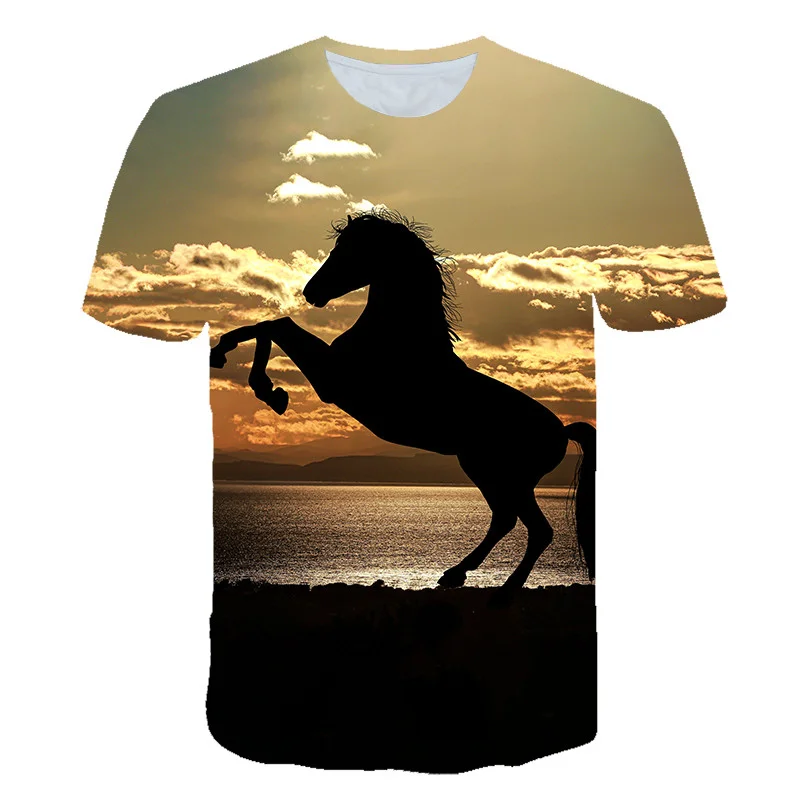 2021 m. Vasarą visiškai Naujas Vaikų, Gyvūnų T-shirt 3D Atspausdintas Arklių Modelis Berniukų/mergaičių Marškinėlius Vaikai Trumpas Rankovės marškinėliai Clothings