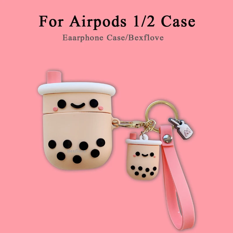 3D Ausinės Atveju AirPods Atveju Silikono Mielas Šuo Animacinių filmų Antis Padengti Obuolių Oro Ankščių 1 2 Earpods Atvejais Priedai Keychain