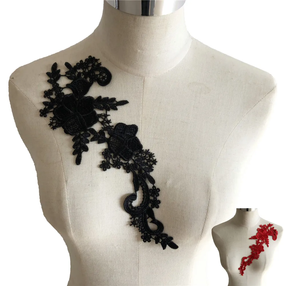 Krūtinės aplikacijos netikrą apykaklės siuvinėjimo amatai dekoratyvinių nėrinių suknelė 