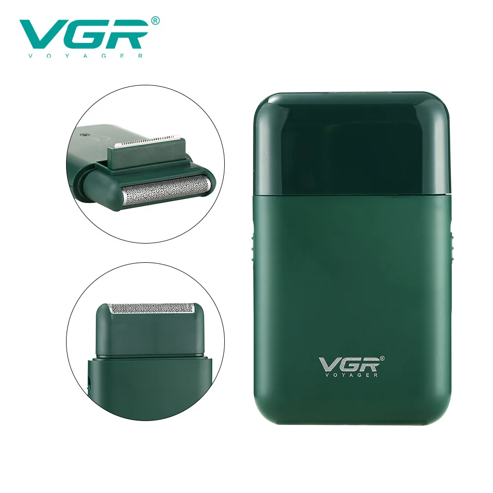 VGR Profesionalus Elektrinis Skustuvas Vyrams USB Įkrovimo 2 Pjovimo Galvutės Stūmokliniai Razor Nešiojamas Super Plonas Barzda Cutter