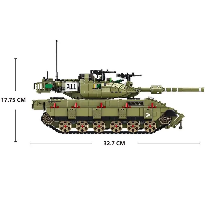 1730Pcs MERKAVA MK4 1:28 Pagrindinis Tankas Modelis Statyba Blokai, Plytos, Karinės Armijos Kareivis WW2 Ginklas Bicks Žaislai Vaikas Berniukai
