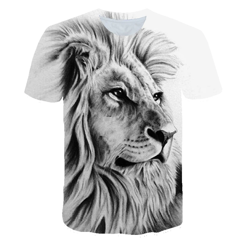 Vasaros 2021 Berniukas/Mergaitė Animaciją Tigras, Liūtas T-Shirt Gyvūnų 3D Spausdinami Mergina Drabužių Streetwear Kūdikių Juokinga T-Shirt O-apykaklės