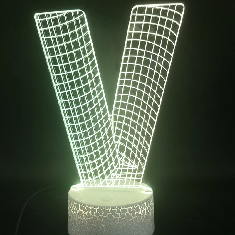 3D Lempos 3 D Akies Raidė V Naujovė Metu Vaikams Palieskite Jutiklio Holograma Įvairių spalvų, su Nuotolinio Usb Led Nakties Šviesos Lempos