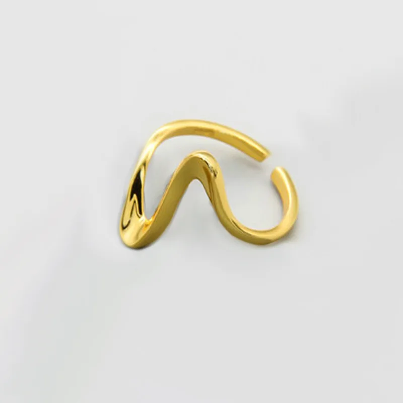 Kinitial Coean Banga Atidaryti Žiedas Moterims Minimalistinio Nereguliarus Bangų Modelį Aukso Spalvos Papuošalai Bijoux Gimtadienio Bague Papuošalai Dovana