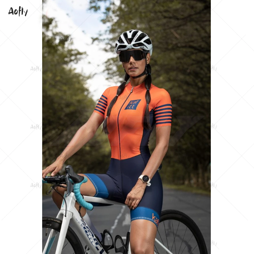 Kafitt orange blue Pora dviračių kostiumas femaleTriathlon Nustatyti skinsuit nustatyti Maillot Ropa Ciclismo Dviračių Džersis moterų dviračių rinkiniai