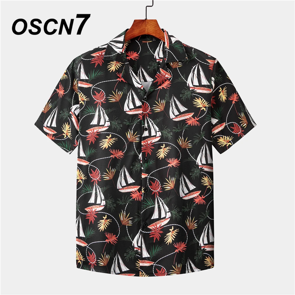 OSCN7 Atsitiktinis Atspausdintas Trumpas Rankovės Marškinėliai Vyrams Gatvės 2021 Havajai Paplūdimio Negabaritinių Moterų Mados Harujuku Marškinėliai Vyrams 145