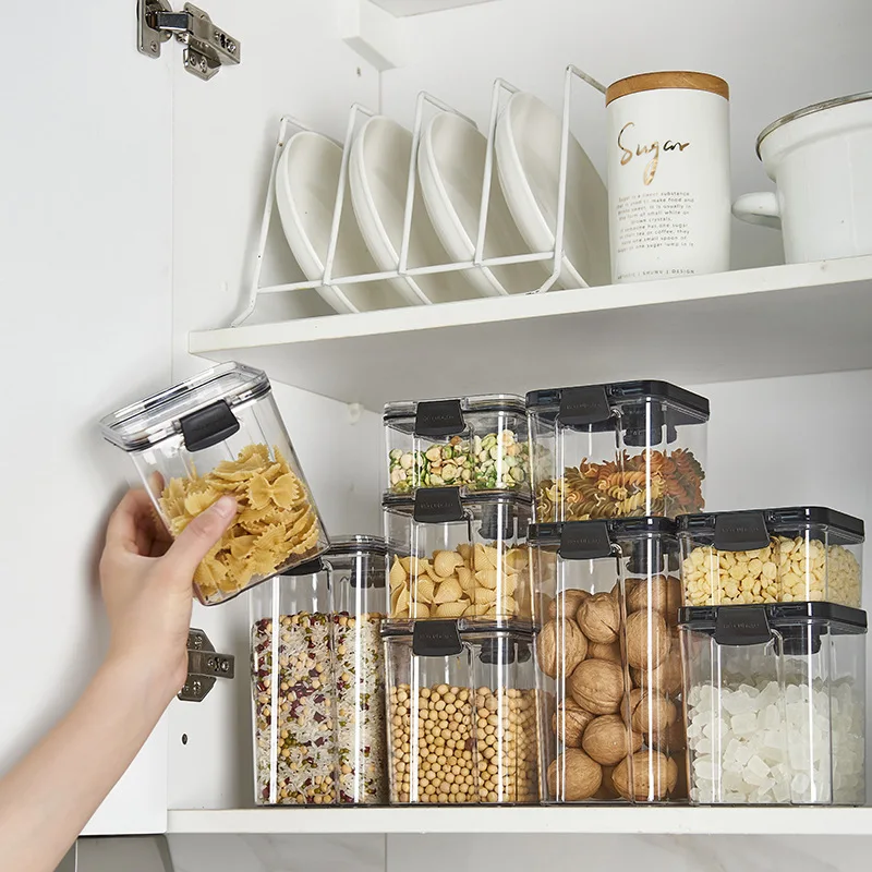 700/1300/1800ML Maisto Saugojimo Konteineris Plastikinis Virtuvės Šaldytuvo, Makaronų Dėžutės Multigrain Bako Skaidrus Sandarios Skardinės