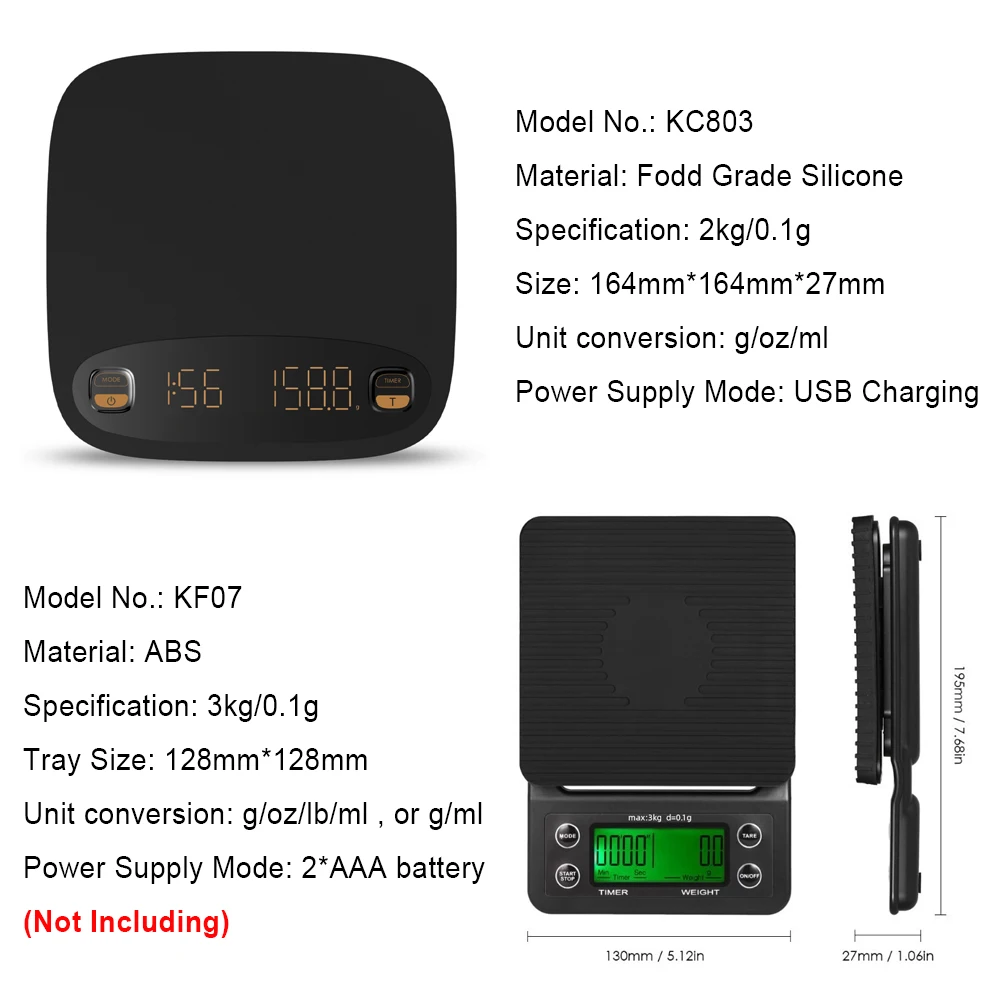 Skaitmeninis Lašinamas Kavos Masto Su Laikmačiu Mini Espresso Auto Reset Virtuvės Elektroninės Svarstyklės Gramų Tikslumo 2kg/0,1 g LED Ekranas