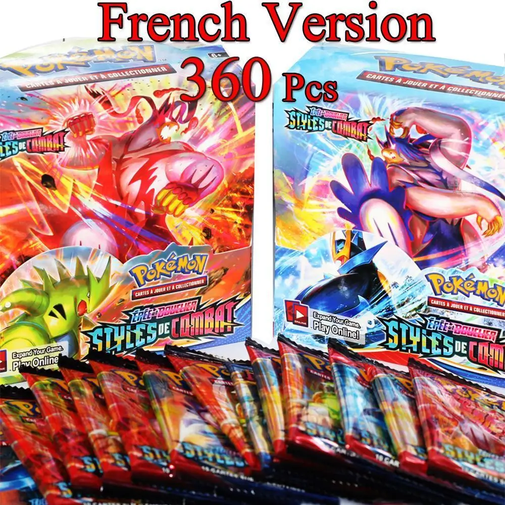 360pcs/box Pokemon prancūzų kalba Korteles STILIŲ DE COMBAT Stiprintuvas Surinkimo Dovana Vaikams, Pokemon Kortas Žaislas