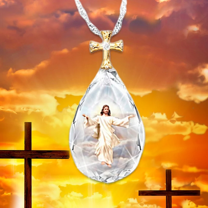 Mados Kristalų Pakabukas Su Jėzaus Atvaizdas Elegantiškas Ponios Meilužio Dovanų Mėgėjams Karoliai Jubiliejų Dovana, Papuošalai