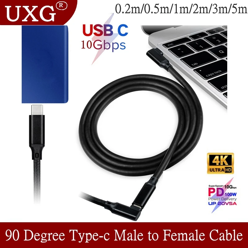 Tipas-C USB 3.1 Male USB-C Moterų 90 laipsnių Pratęsimo Duomenų Kabelis Extender Laido Grįžtamasis Dizaino 10Gb/s 0,3 m 0,5 m 1m 2M 3m 5M