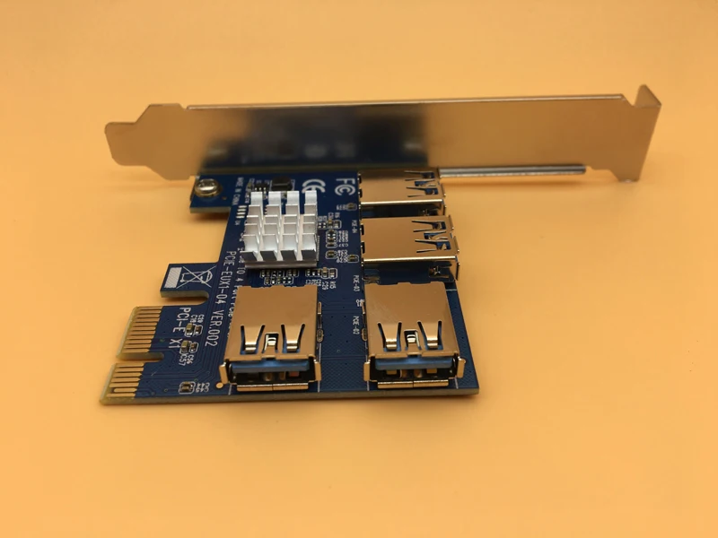 NAUJAS PCIe 1 iki 4 PCIe 16X Riser Card PCI-E 1X 4 USB 3.0 PCI-E Riser Adapter Port Multiplier Kortelę už BTC Bitcoin Miner Kasyba