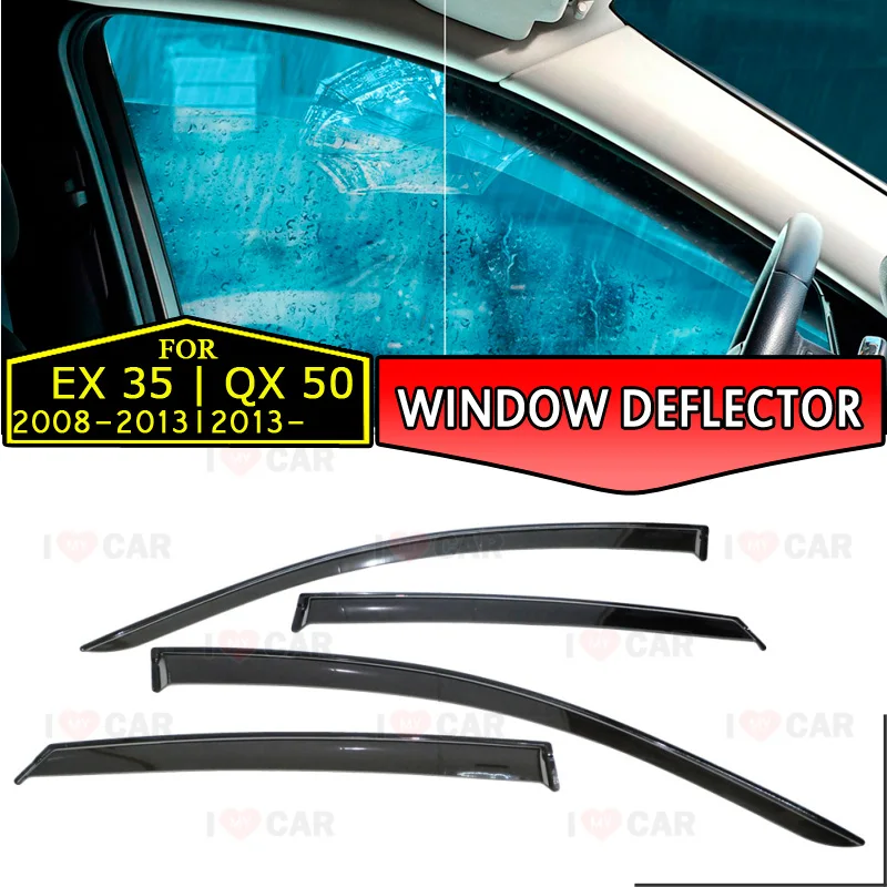 Lango deflektorius, skirtas Infiniti EX35 2008-2013 M / QX50 2013 - automobilio lango kreiptuvas vėjo guard ventiliacijos saulės, lietaus skydelis padengti automobilių puošimas