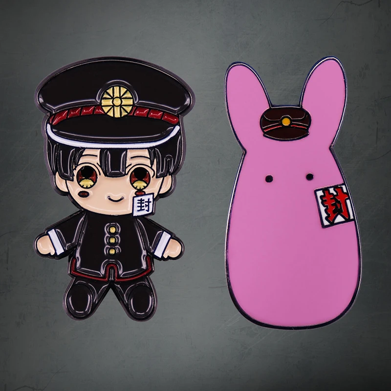 Anime Jibaku Shounen Tualetas Privalo Hanako-kun JSHK vaiduoklis berniukas Hanako & Triušis Mokke Emalio Atlapas Pin TBHK Pink Bunny Ženklelis