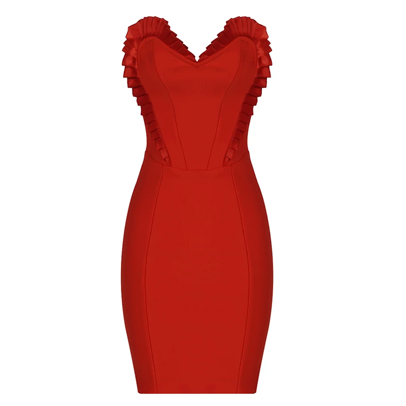 Aukštos Kokybės Juodas Raudonas Stebėjimo Viskozė Tvarstis Suknelė Elegantiškas, Mielas Klubo Šalis Suknelė Vestidos