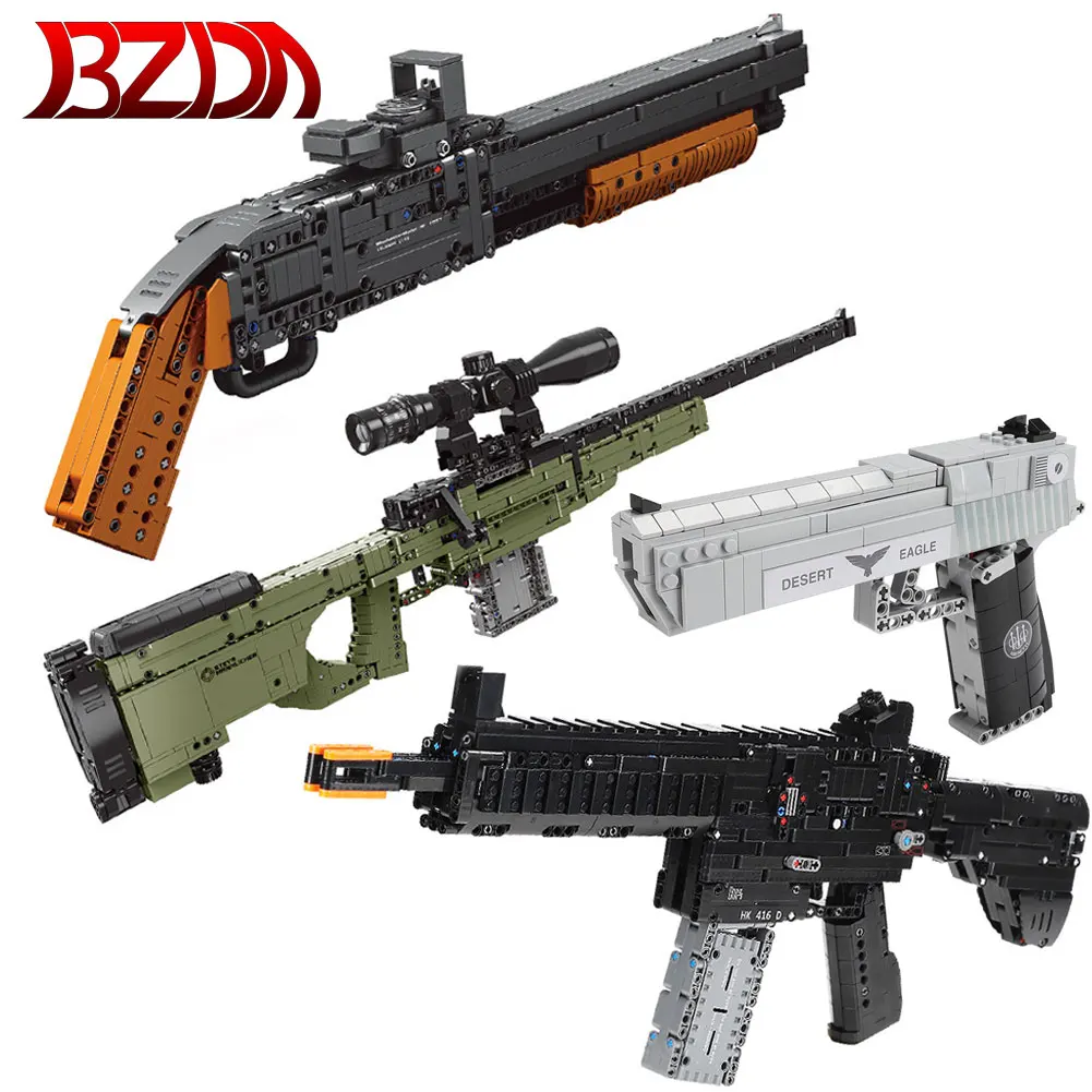 BZDA Karinės Serijos Šautuvas Blokai AWM Desert Eagle Pistoletas Automatinis Šautuvas, Pistoletas Modelis Plytų Gimtadienio Dovanos