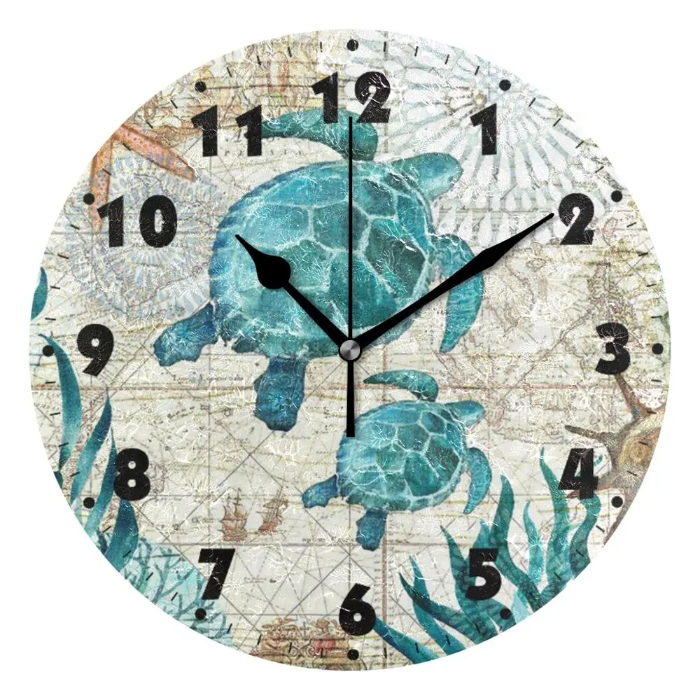Derliaus Golfo Žvaigždė Pasaulio Žemėlapyje Sieniniai Laikrodžiai Tyli Ne Pažymint Apvalus Laikrodis su baterijomis 9.8 Colių Ramioje Stalo Laikrodis Vaikams