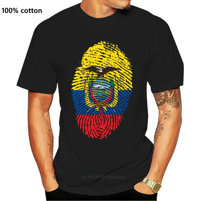 Ekvadoras Vėliavos Pirštų Atspaudų T Shirt O Kaklo Medvilnės Trumpus Marškinėlius