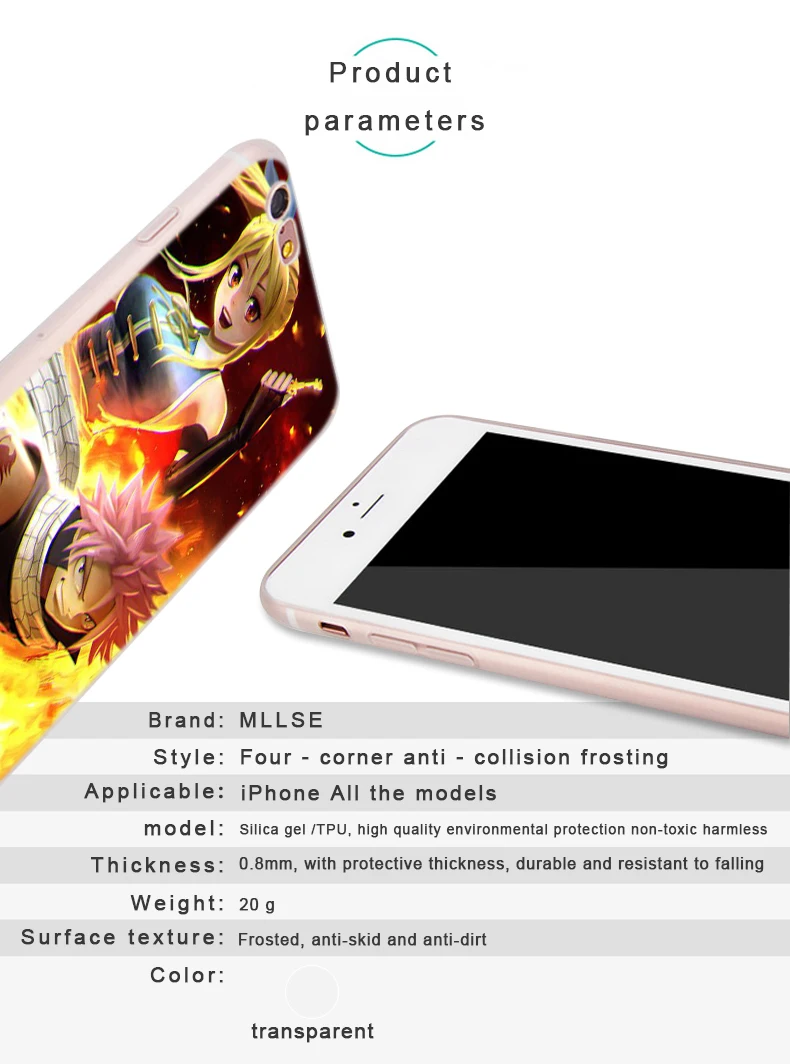Minkštos TPU case For iPhone 12 Mini Pro 11 XS Max XR X 8 7 6 Plius 5S SE S Padengti Anime, Manga Fairy Tail 2020 m.
