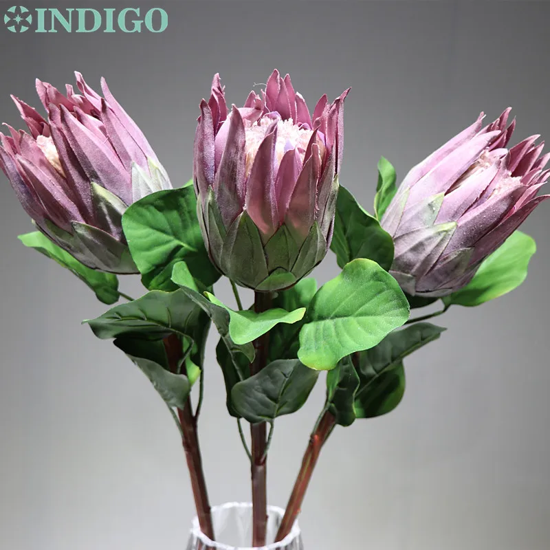 INDIGO - 3 Vnt./Daug Raudonos Protea cynaroides Didelio Dydžio Pietų Afrikos Dirbtinių Gėlių Vestuvių Gėlių Šalies Atveju Apdaila
