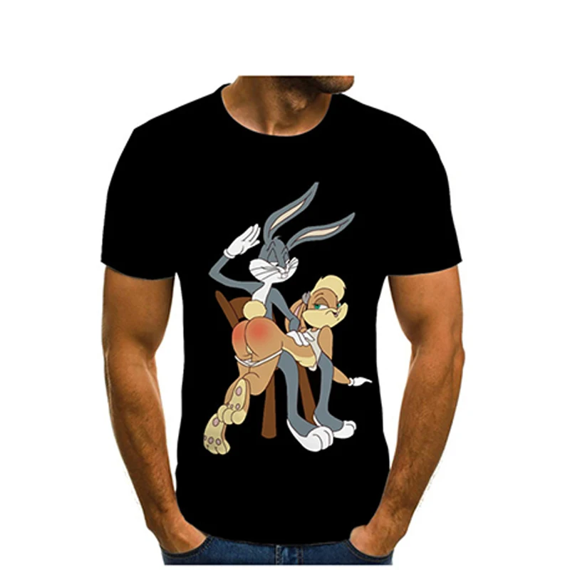 Animacinių filmų Lola Bunny T-shirt marškinėliai vyriški Drabužiai Camisetas Viršuje Ropa Hombre Vasaros Streetwear Camisa Masculina Verano