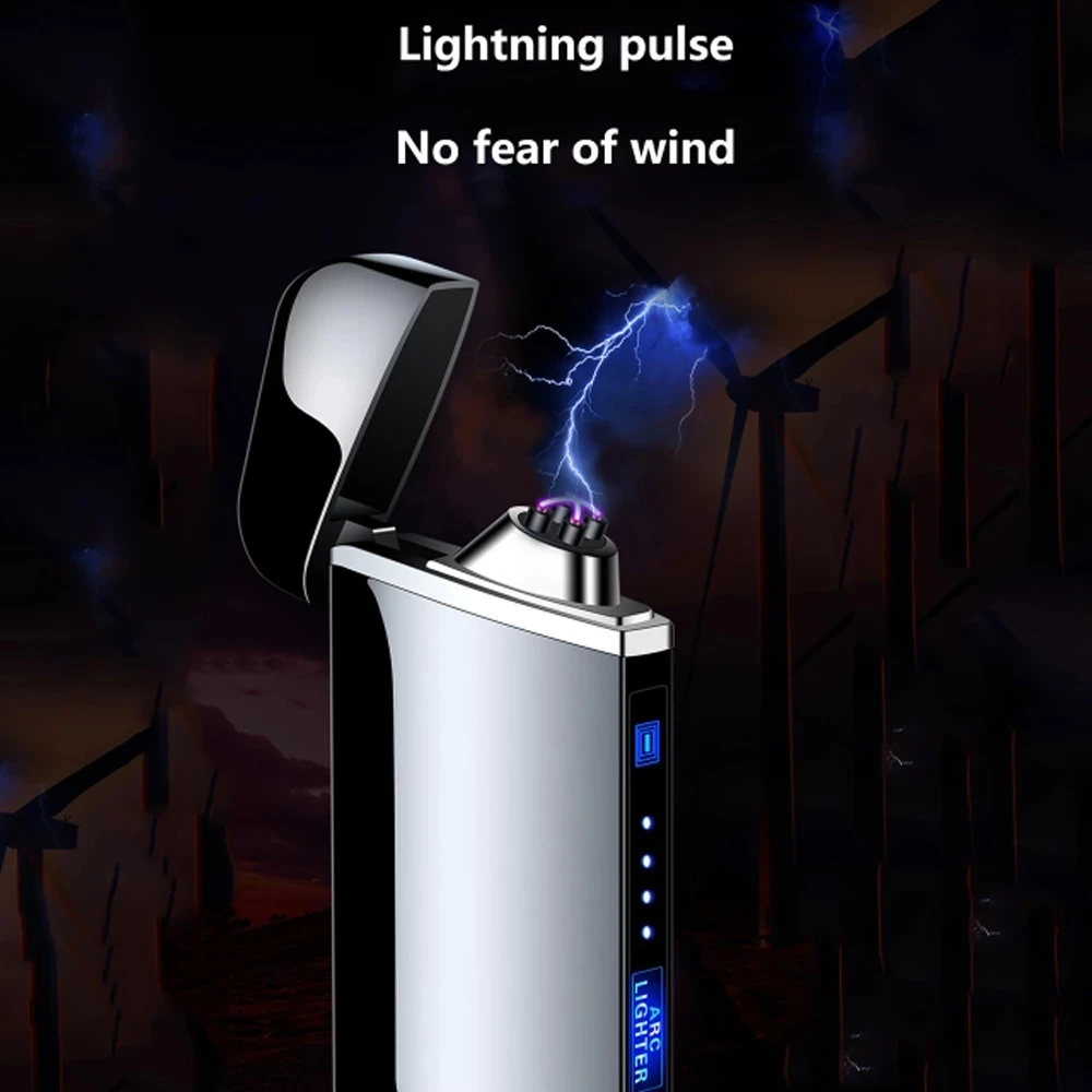 Metalo Dvigubo Kampo USB Elektros Lengvesni įkrovimo Vėjo Plazmos Žiebtuvėlių, Rūkyti, Priedai Dalykėlių Vyrų Vyrų dovana